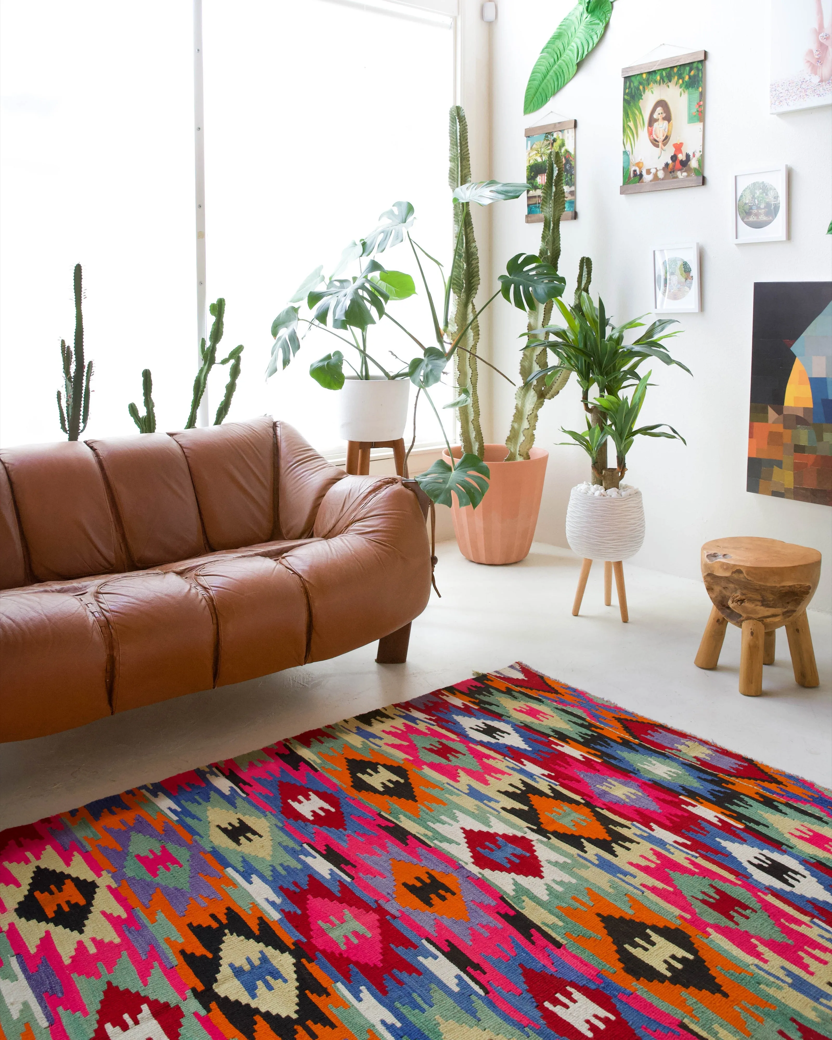 Vintage Denizli Kilim Rug 4'10"x6'11"