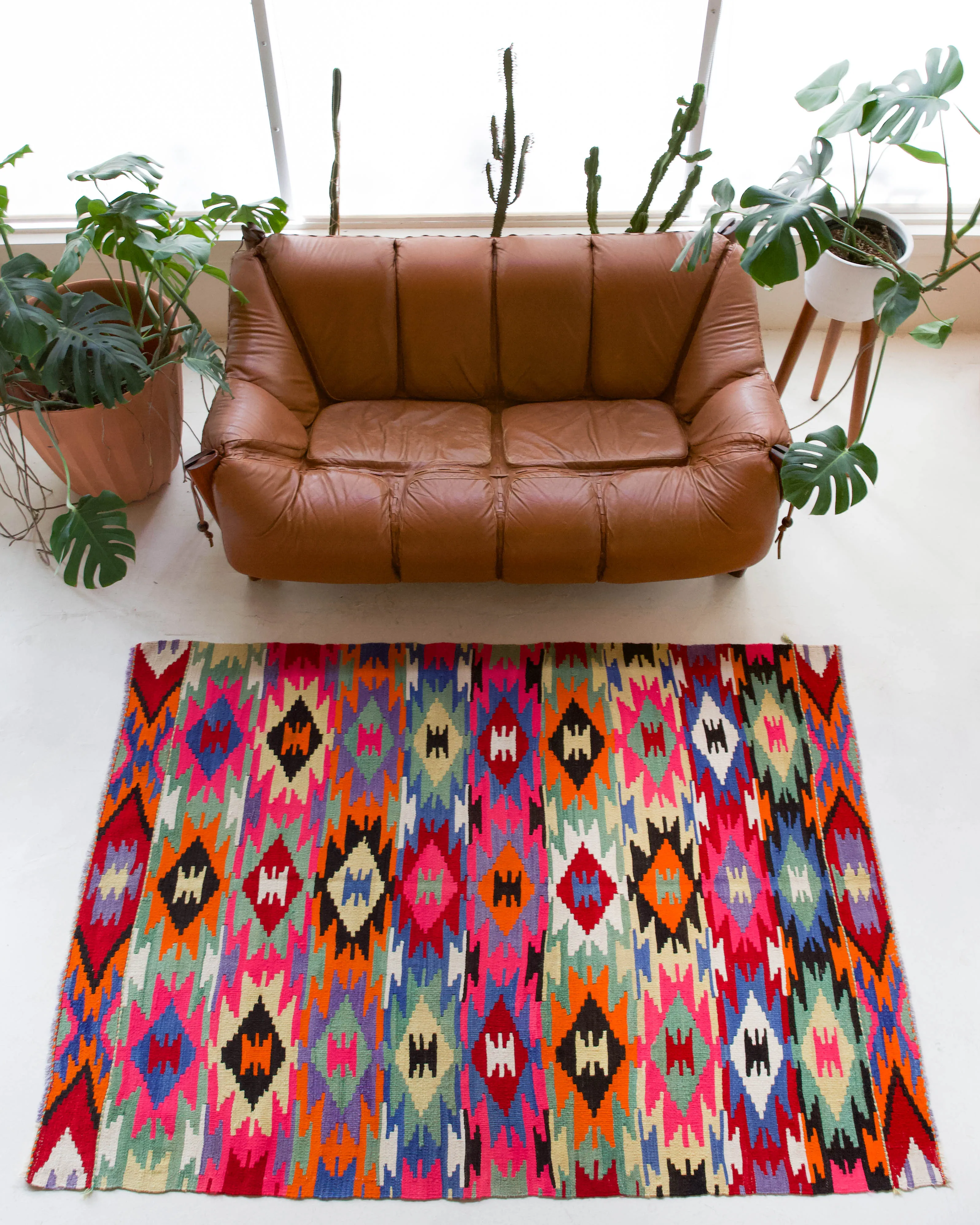 Vintage Denizli Kilim Rug 4'10"x6'11"