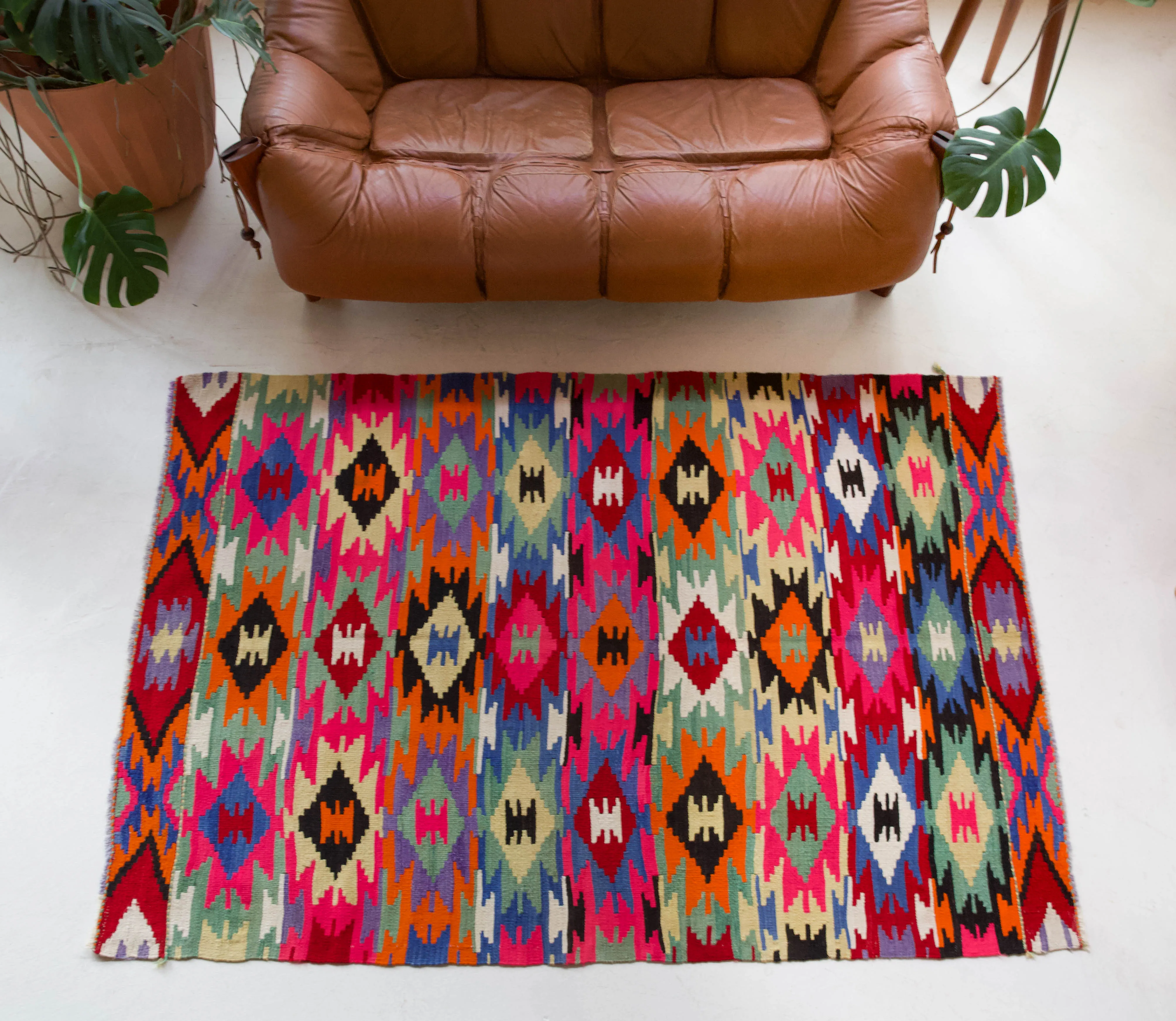 Vintage Denizli Kilim Rug 4'10"x6'11"