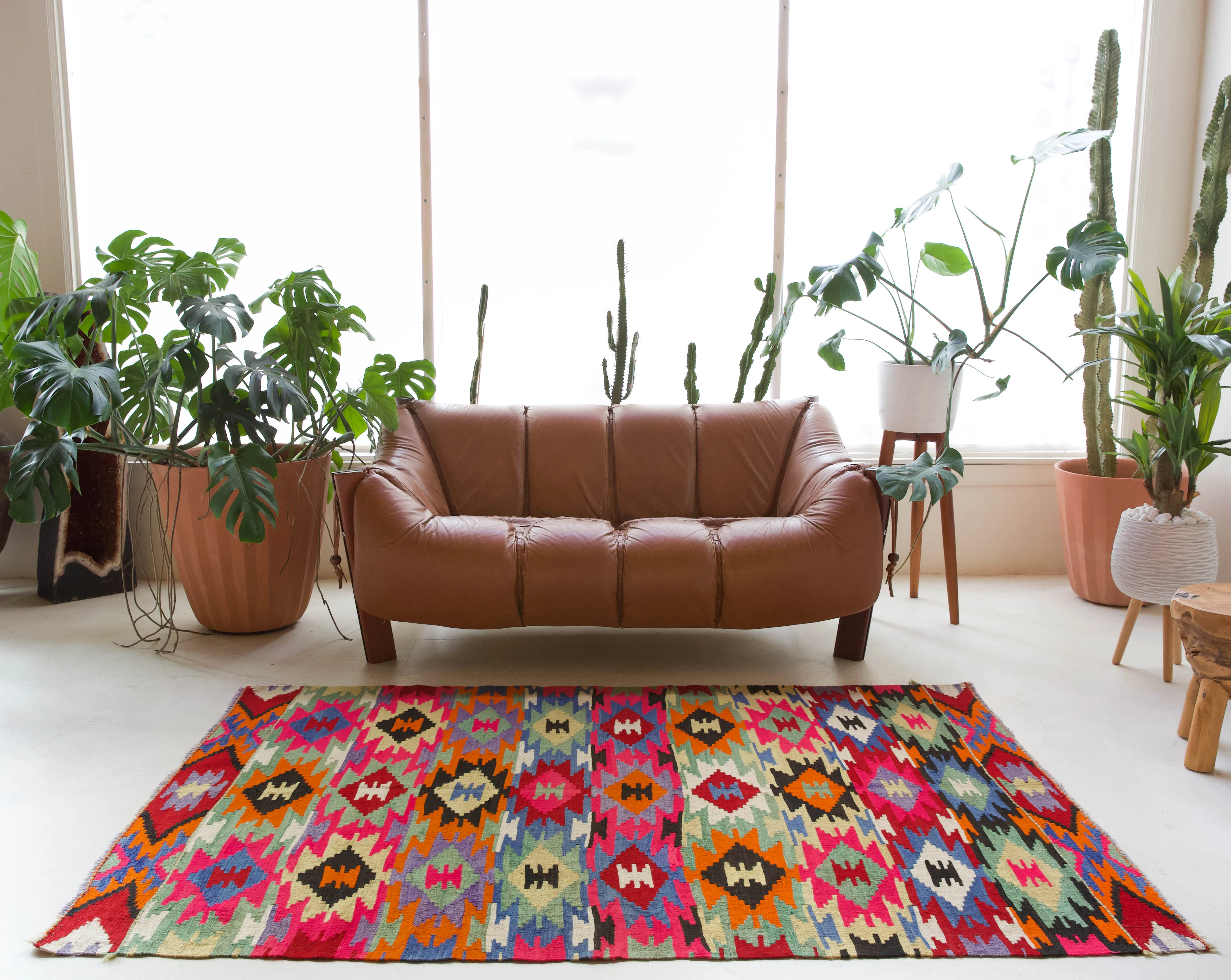 Vintage Denizli Kilim Rug 4'10"x6'11"