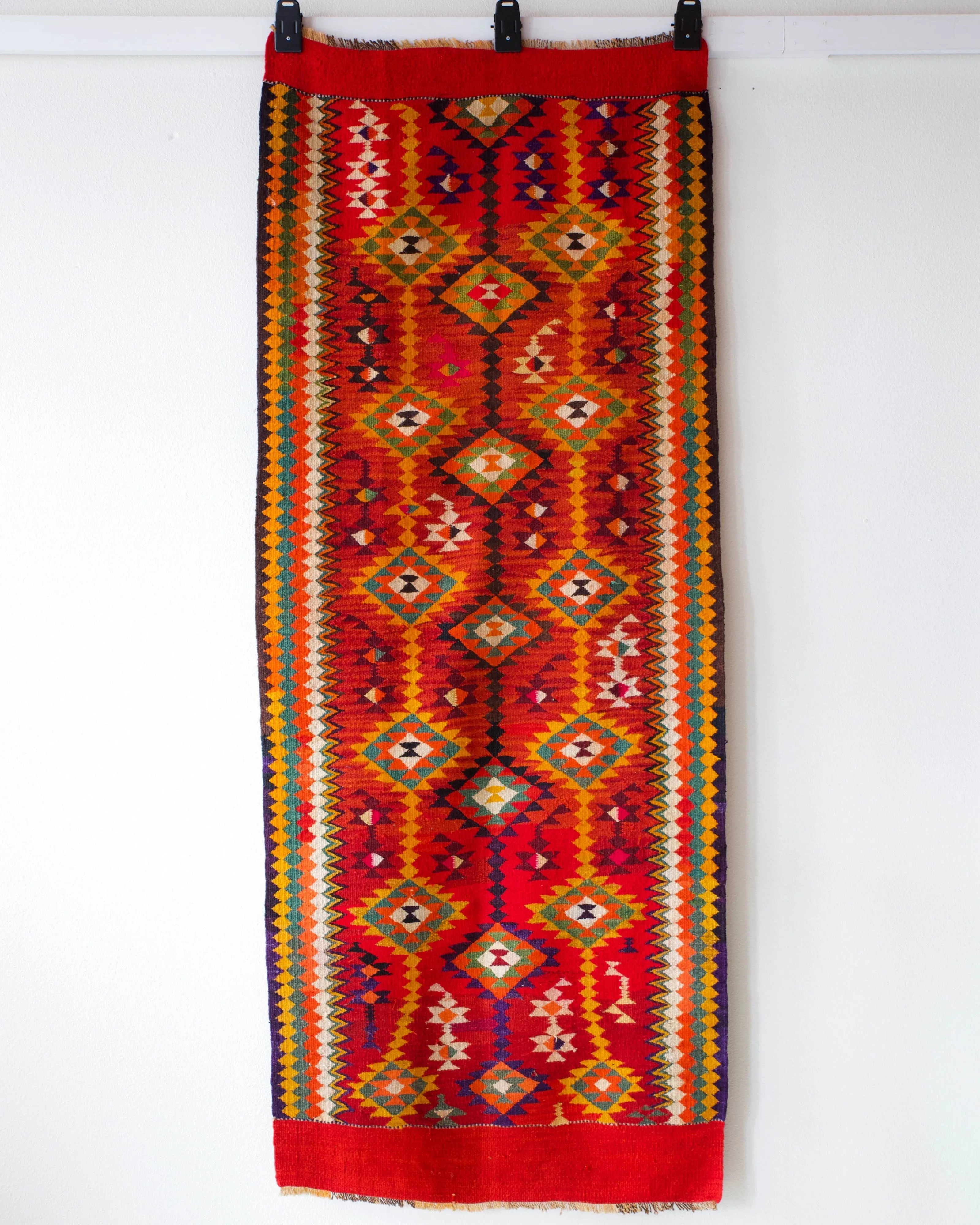 Vintage Kurdish kilim runner 2'10"x7'