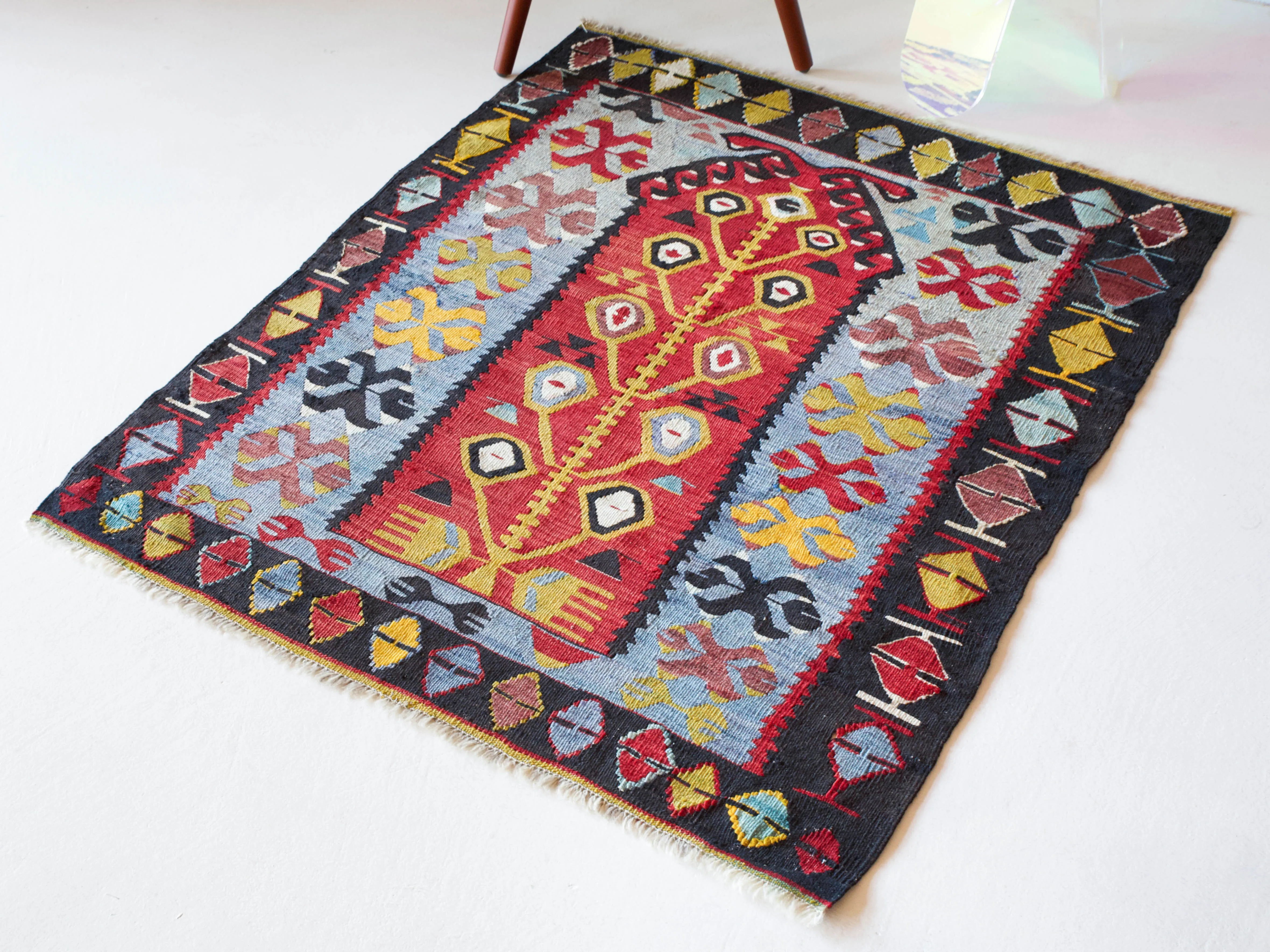 Vintage Mini Turkish Kilim Rug 3'6"x4'