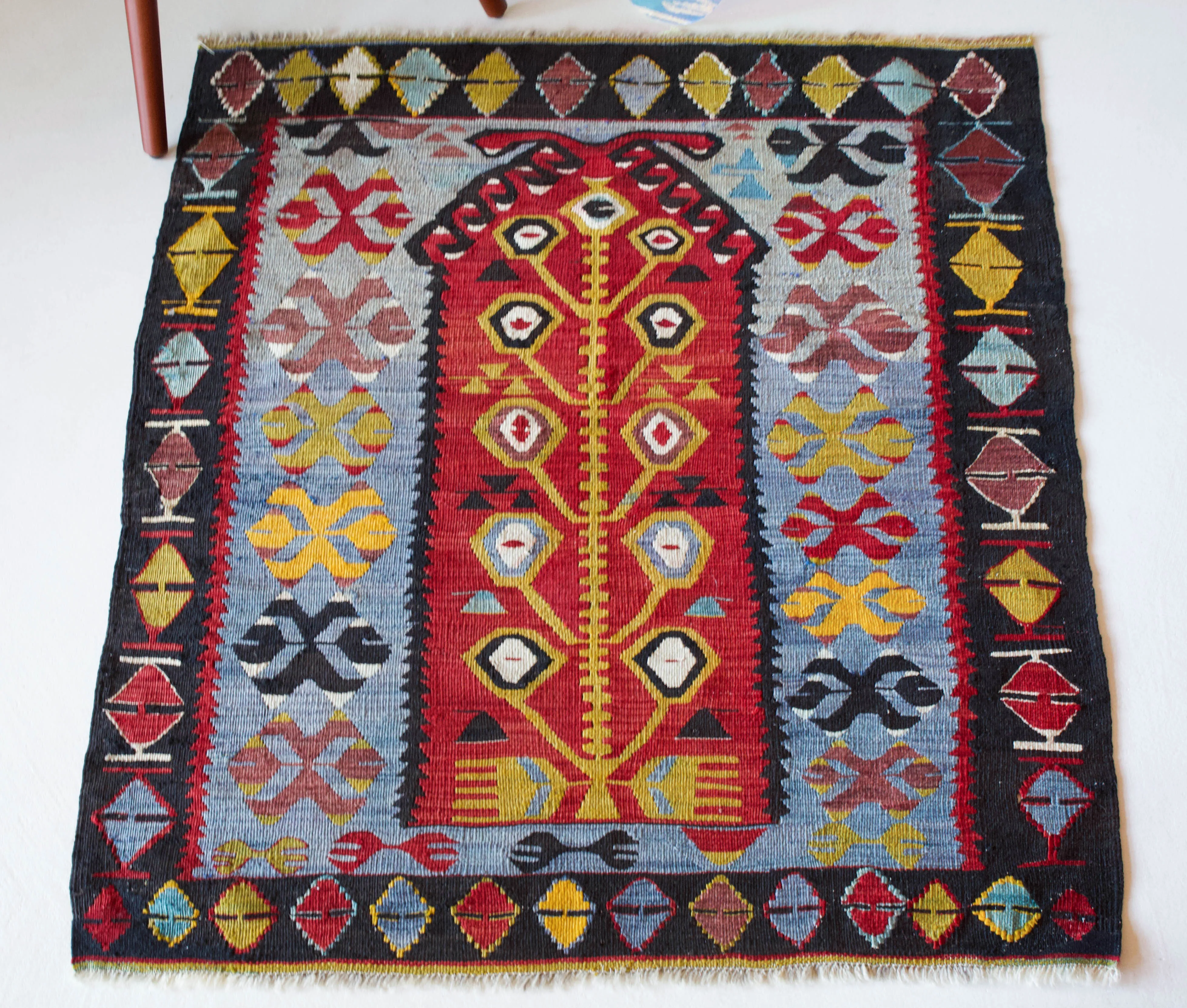 Vintage Mini Turkish Kilim Rug 3'6"x4'