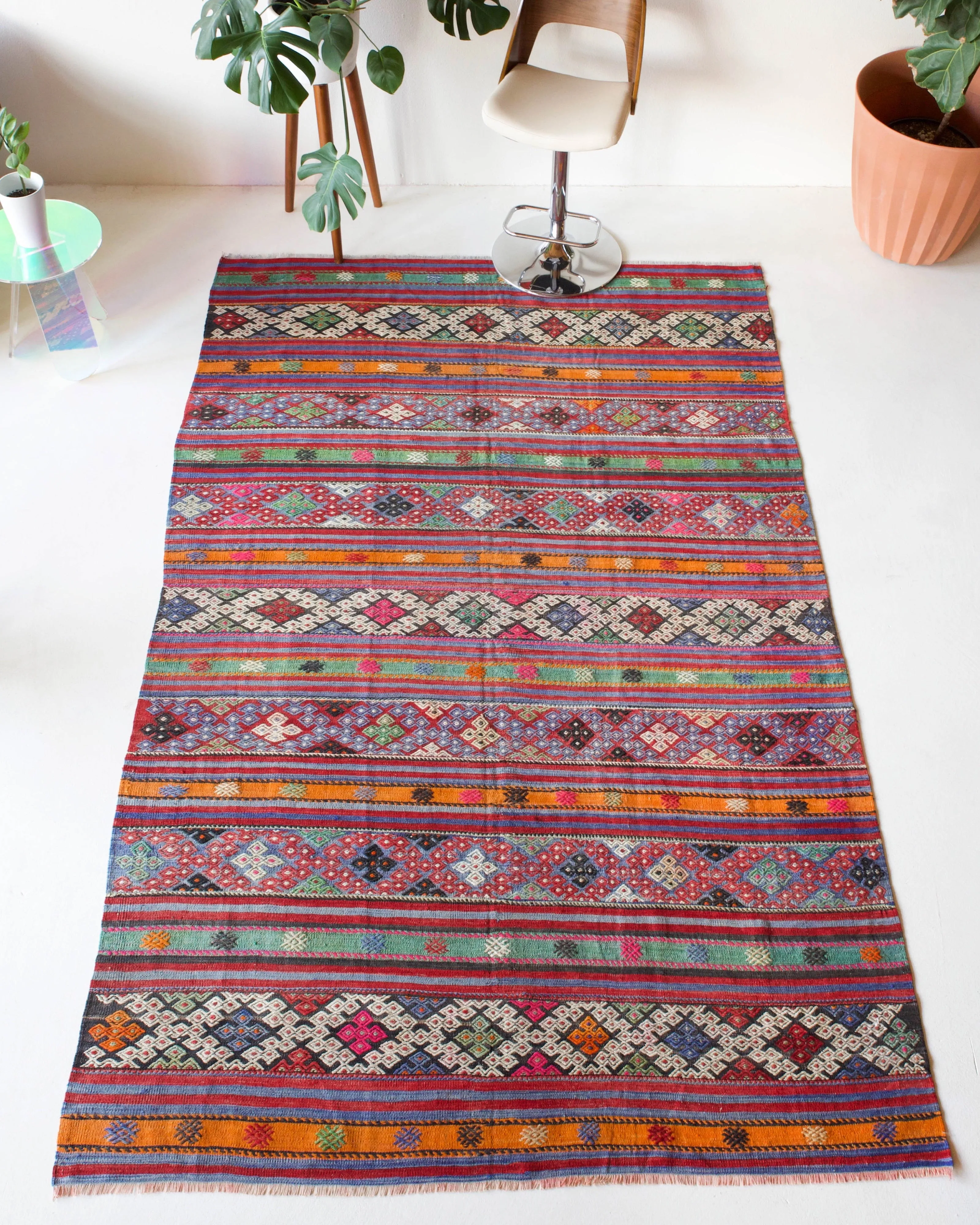 Vintage Sivas Cicim Kilim Rug 6'2"x9'10"