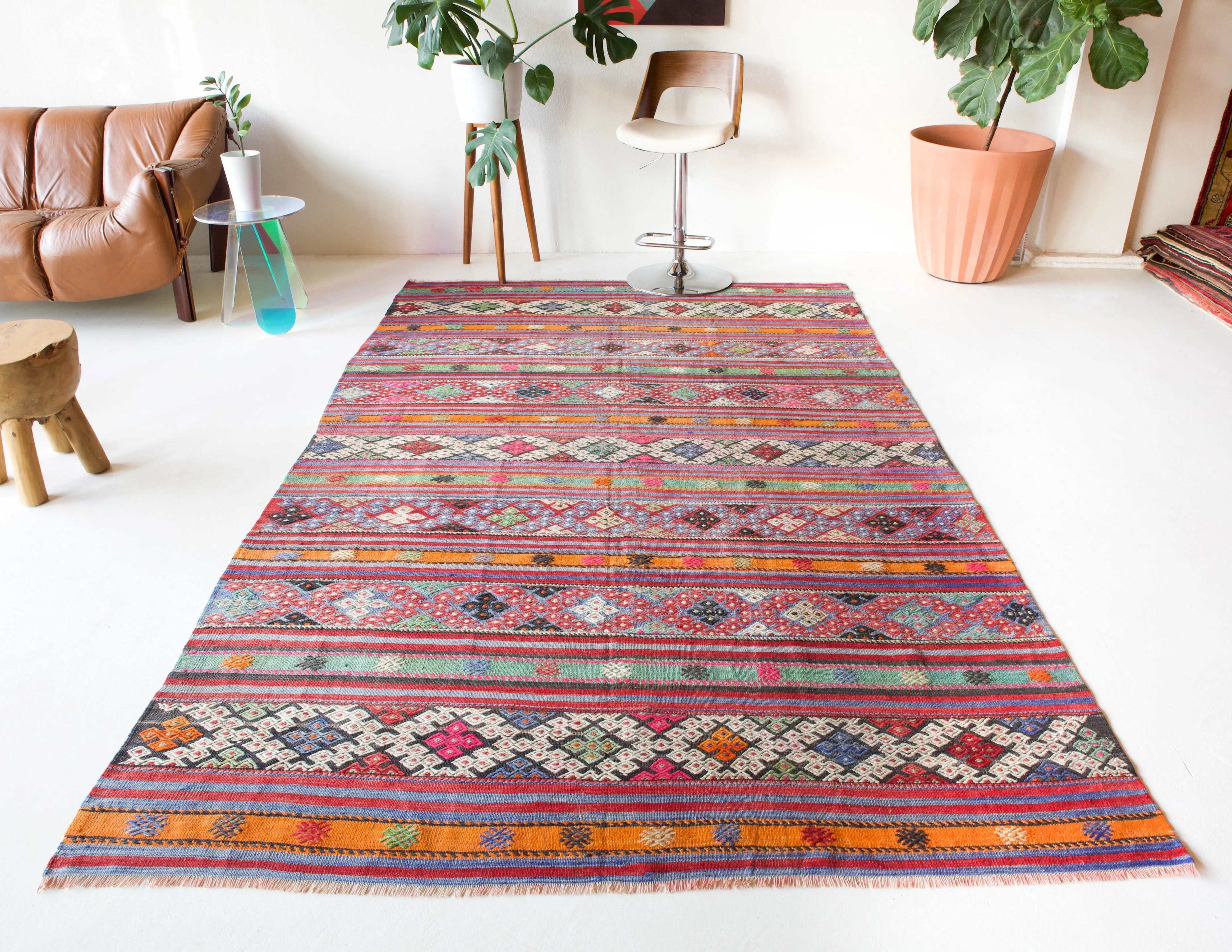 Vintage Sivas Cicim Kilim Rug 6'2"x9'10"