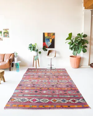 Vintage Sivas Cicim Kilim Rug 6'2"x9'10"