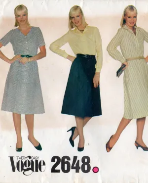 Vogue 2648 Womens EASY Blouson Style Shirtdress 1980s Vintage Sewing Pattern Size 10