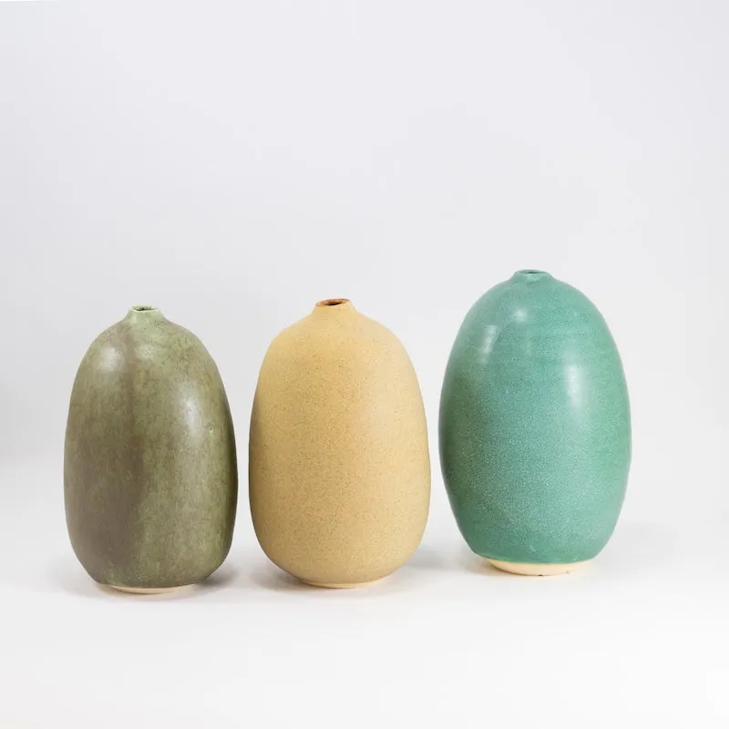 Weathered Green Small Oval Vase