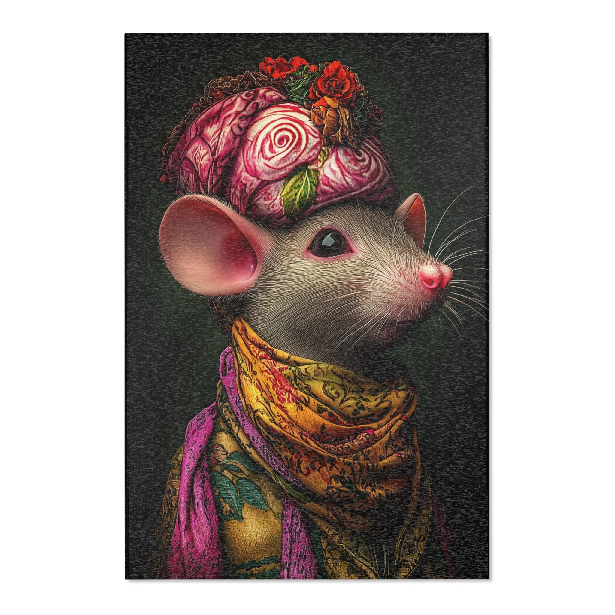 Whimsical Elegance Artistic Mouse Accent Rug