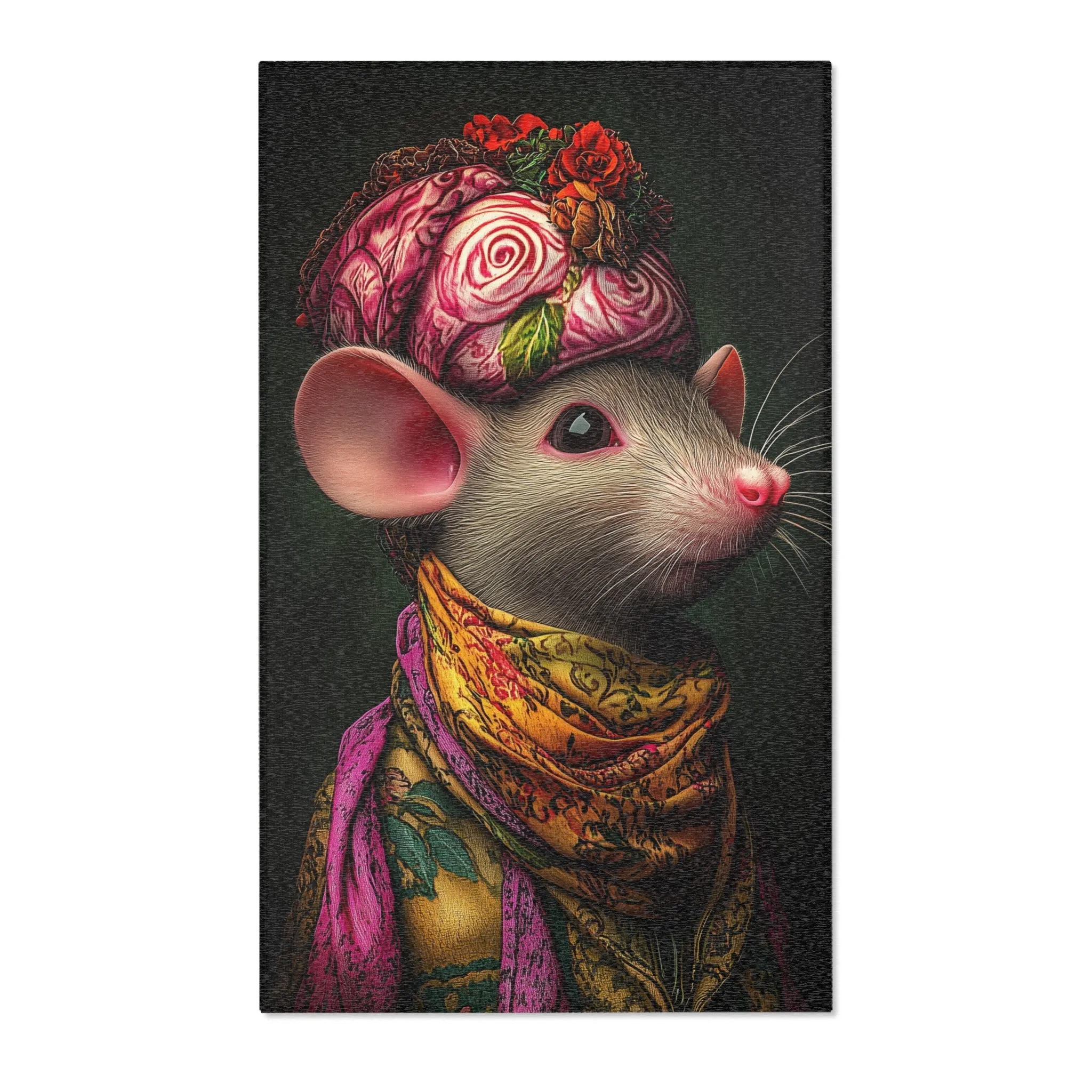 Whimsical Elegance Artistic Mouse Accent Rug