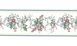 White Blue Gold Royal Floral 31616150 Wallpaper Border