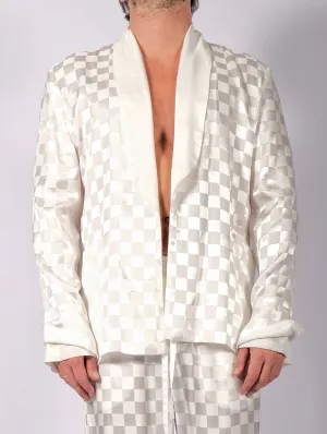 White Checkered Blazer