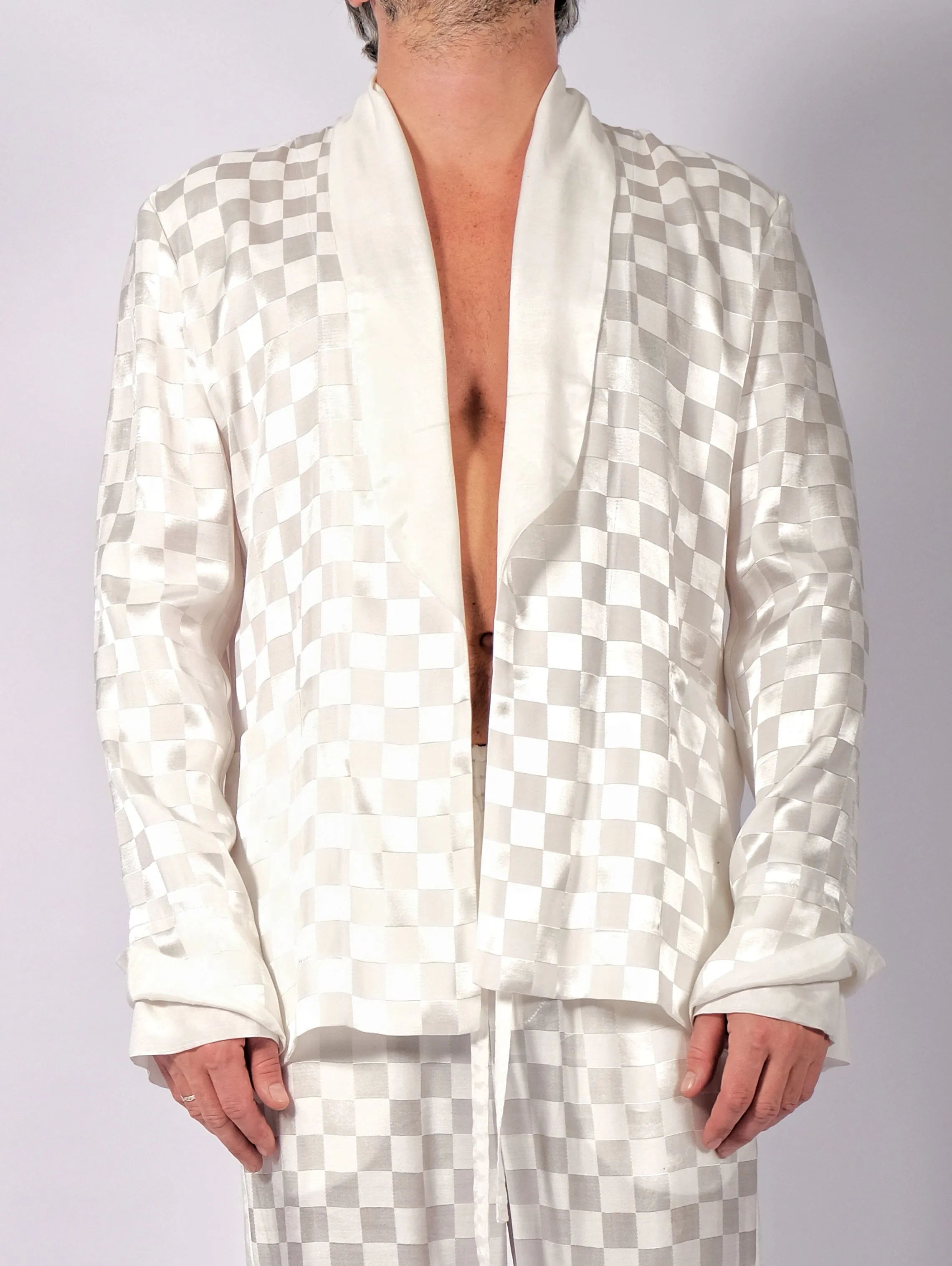 White Checkered Blazer