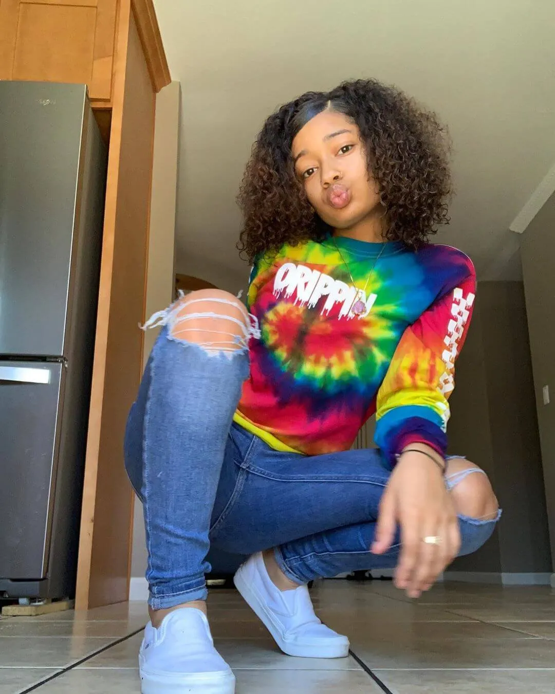 White Drippin (V3) | Original Long Sleeve Tee (Solid Checkered Drippin Sleeve)