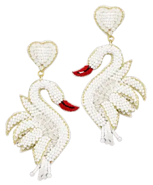 White Swan Drop Earrings