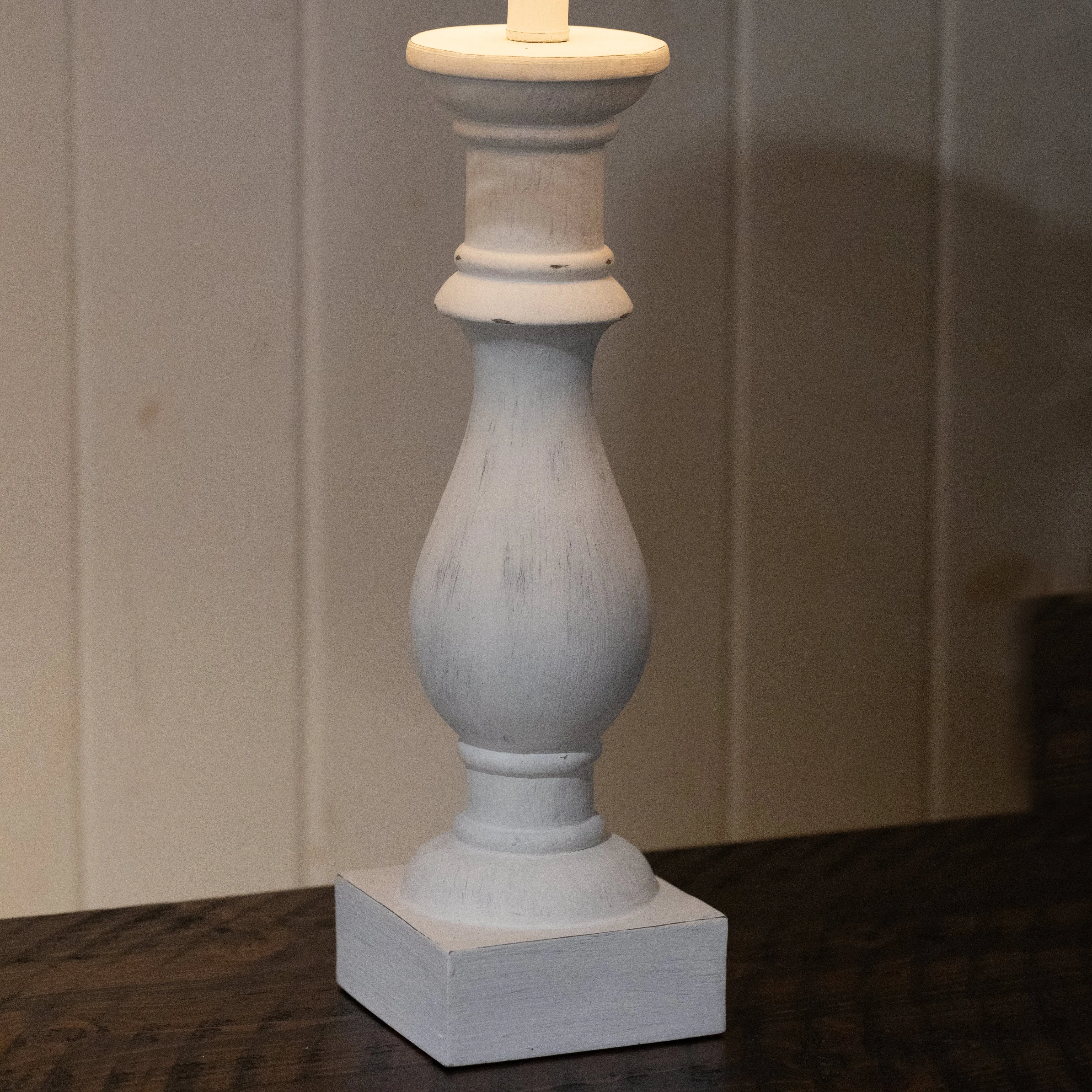 White Wash Turned Table Lamp