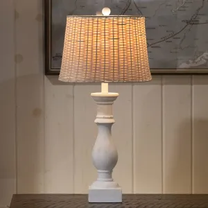 White Wash Turned Table Lamp