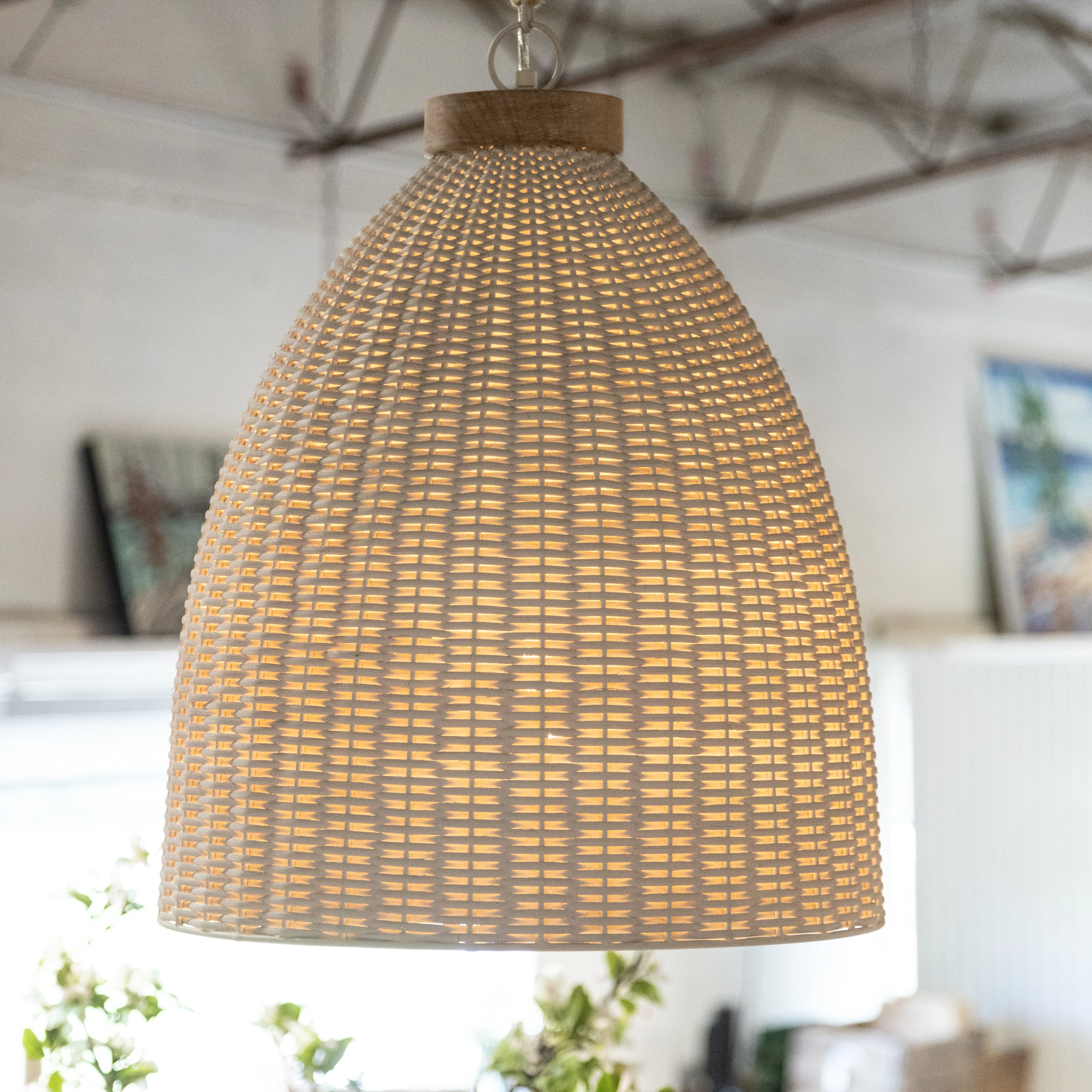 White Wicker Pendant