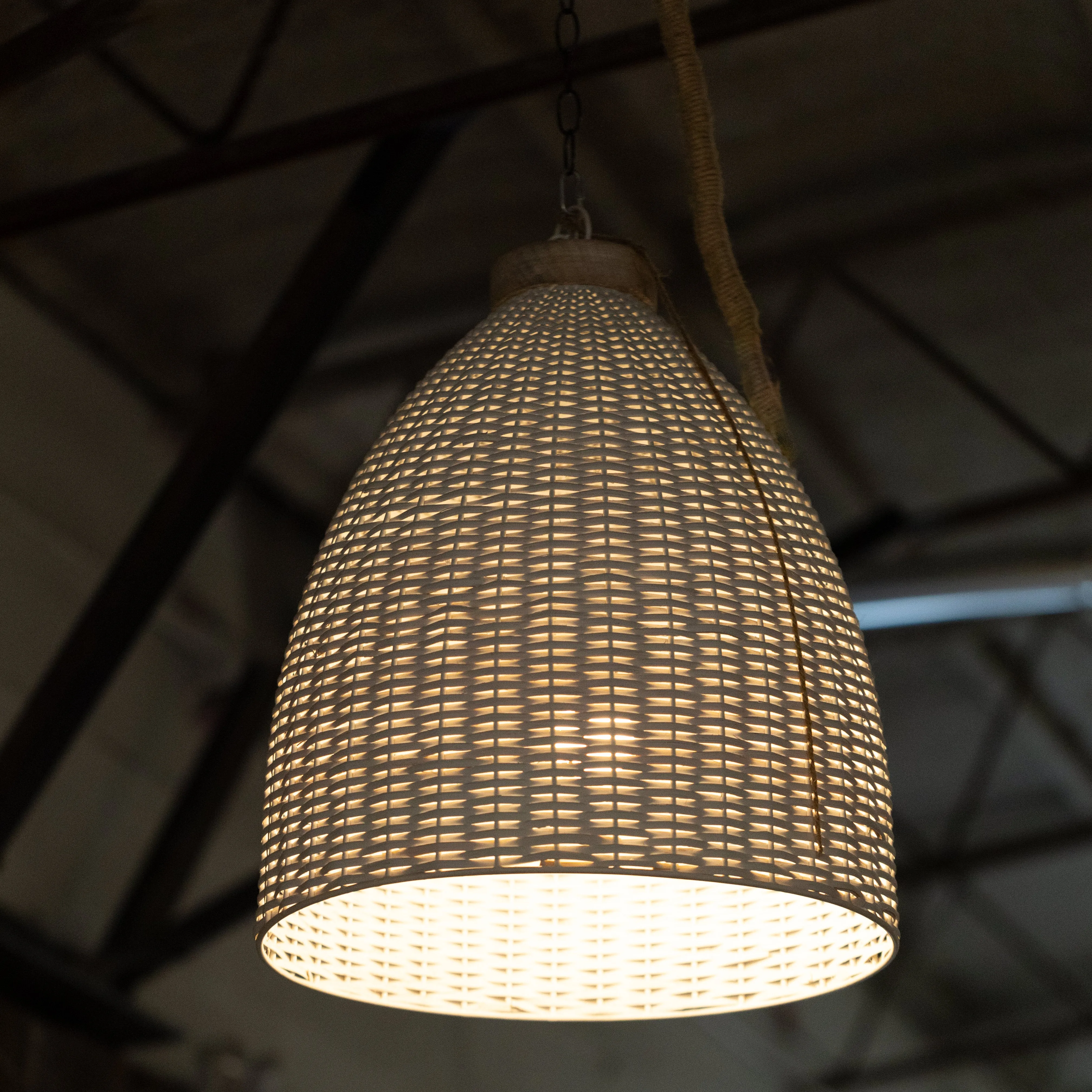 White Wicker Pendant