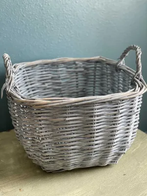 White Wicker Square Basket
