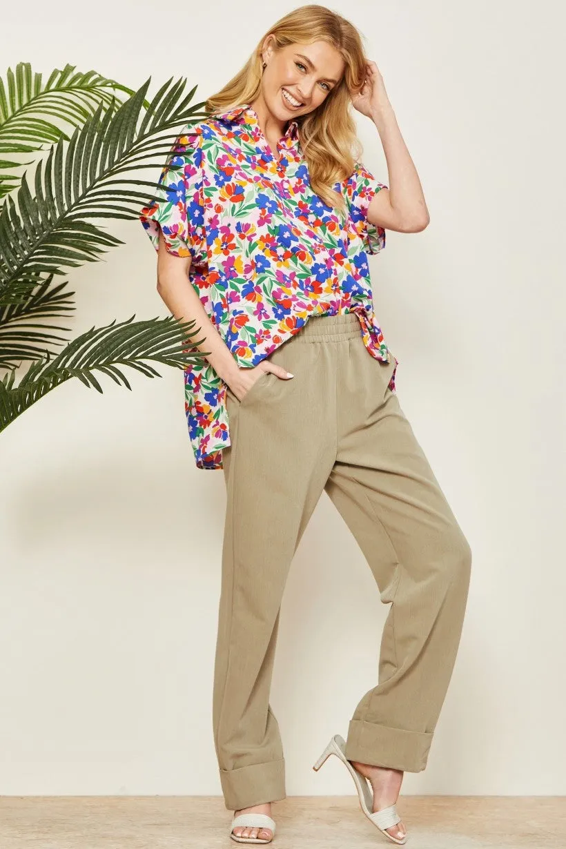 Whitney Floral Button Up Top