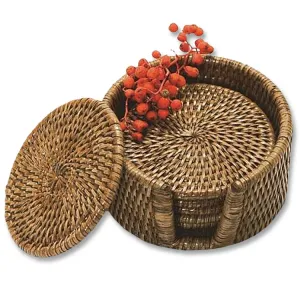Wicker 6 pc. Round Coaster Set