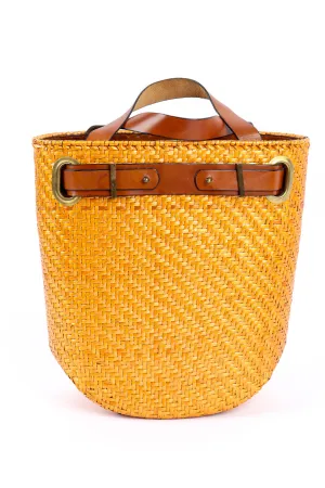 Wicker and Leather Tote Bag