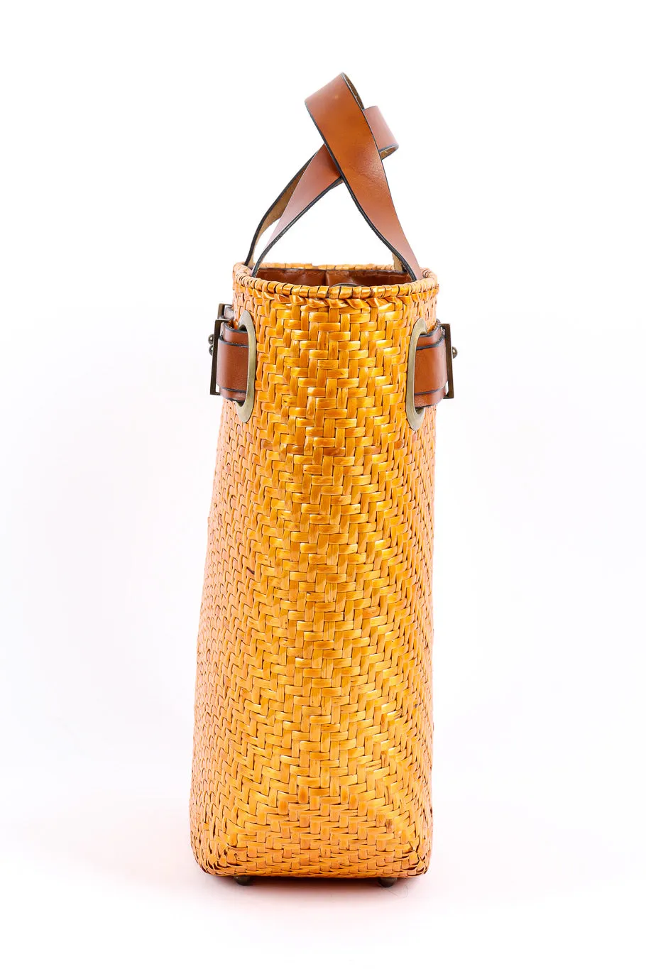 Wicker and Leather Tote Bag