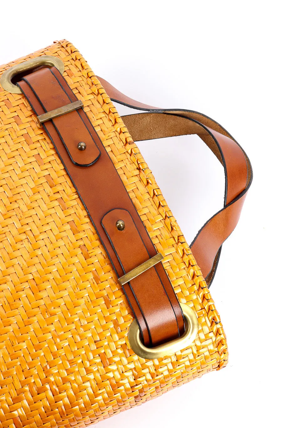Wicker and Leather Tote Bag