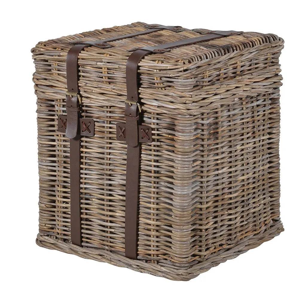 Wicker End Table With Lid