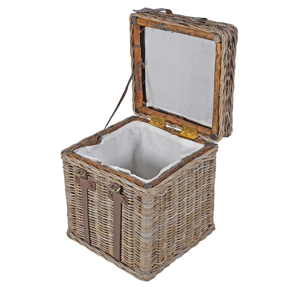 Wicker End Table With Lid