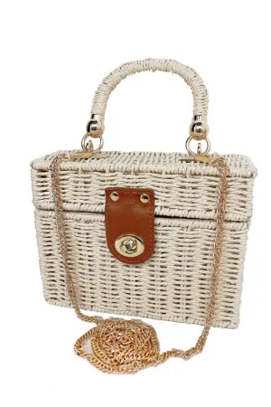 Wicker Handbag In White