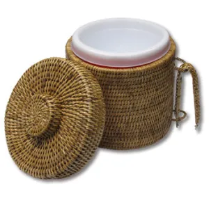 Wicker Ice Bucket with Tongs