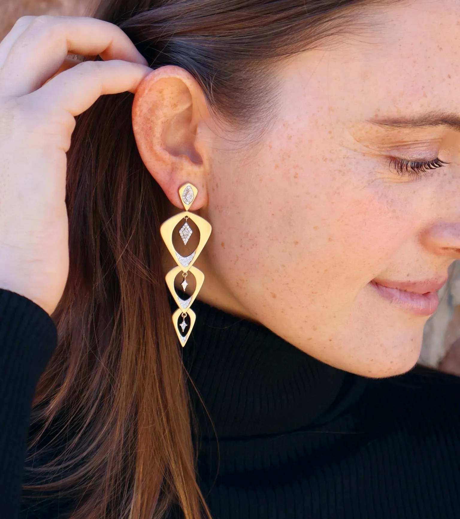 Wicker Kite Diamond Earrings