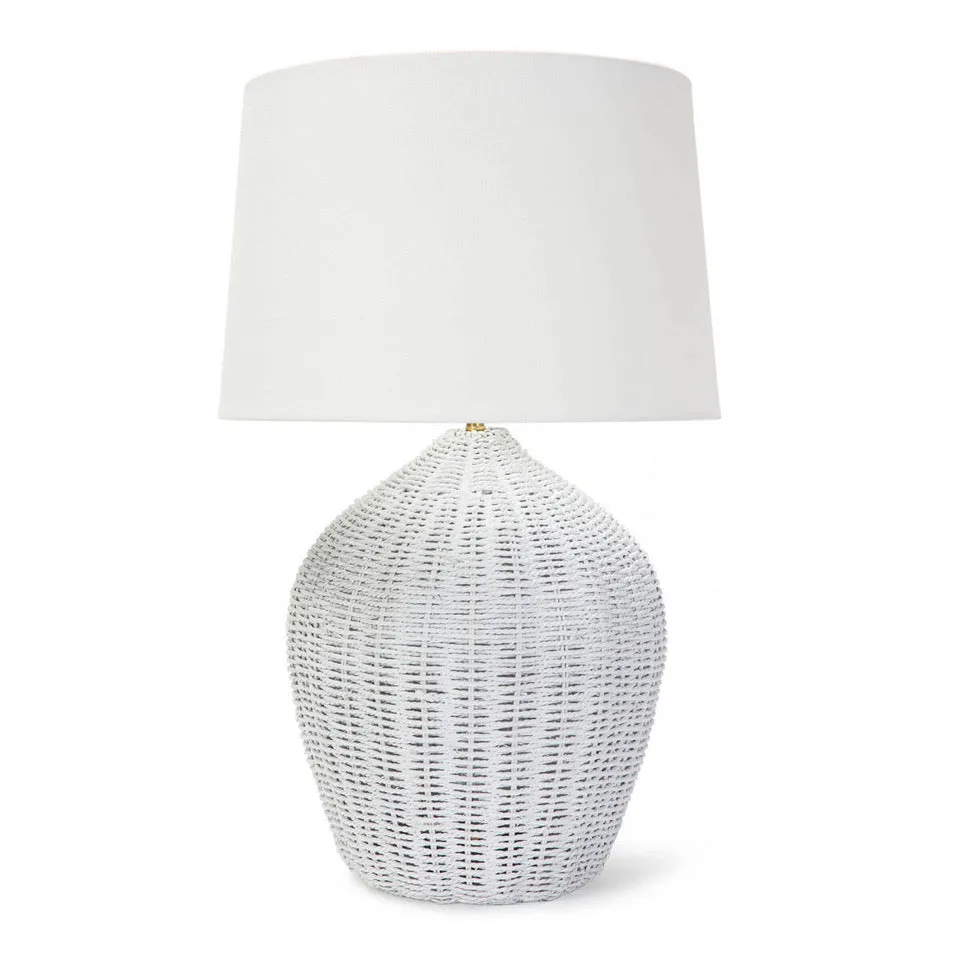 Wicker Table Lamp - White