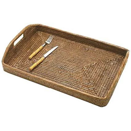 Wicker Wood Beam Serving Tray