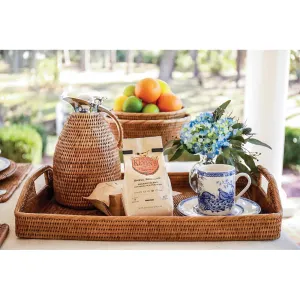 Wicker Wood Beam Serving Tray