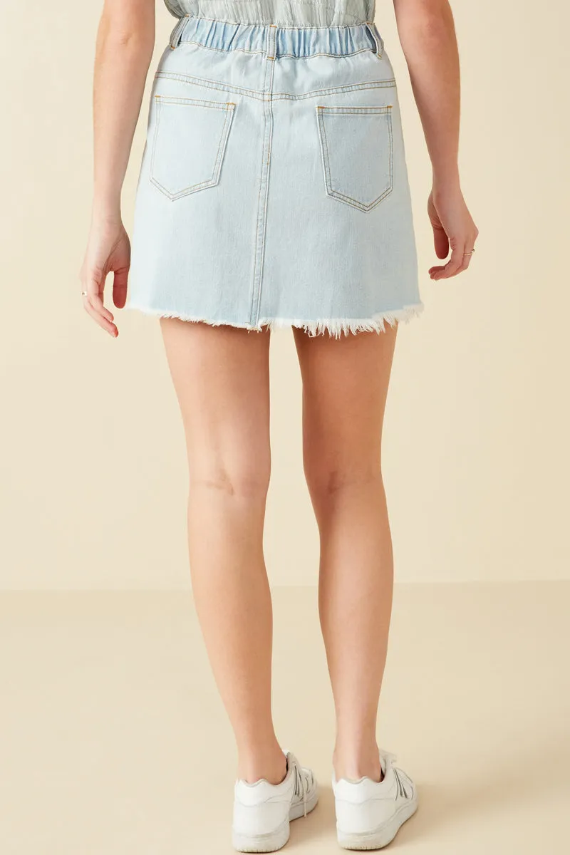 Womens Frayed Seam Detailed Denim Skirt