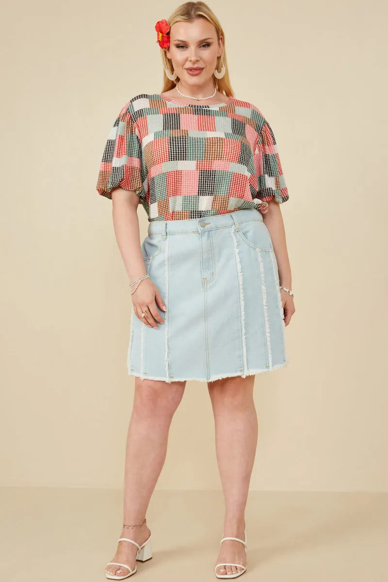 Womens Frayed Seam Detailed Denim Skirt