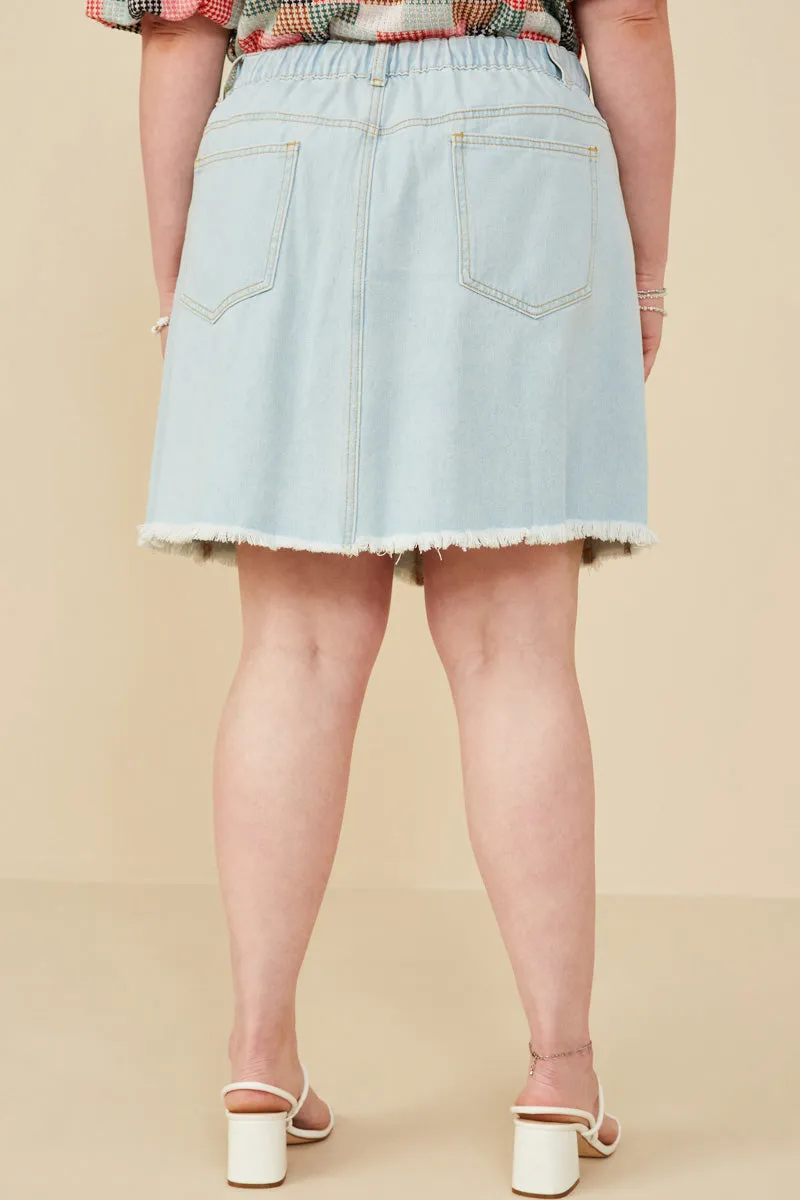 Womens Frayed Seam Detailed Denim Skirt