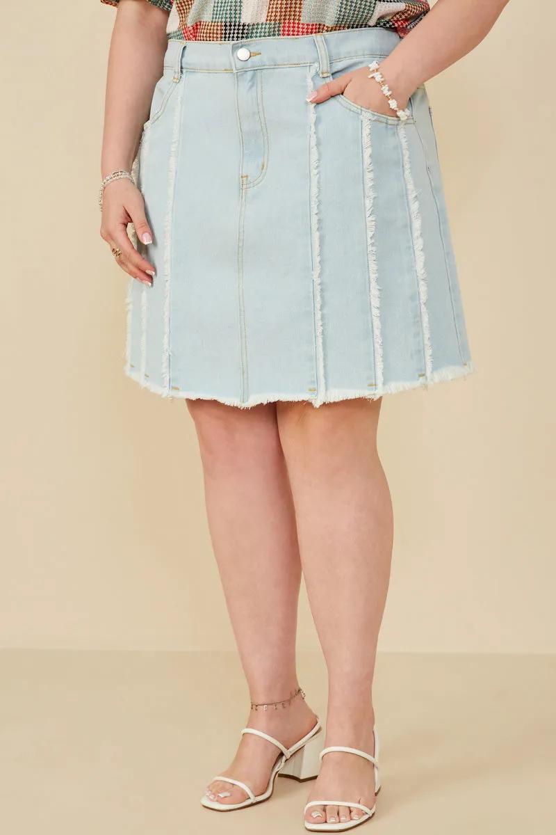 Womens Frayed Seam Detailed Denim Skirt