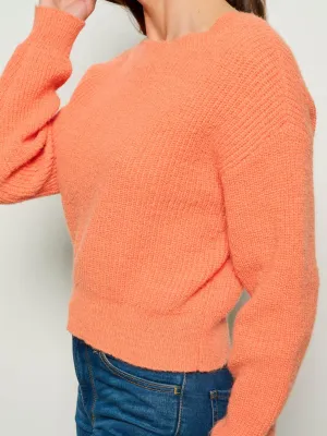 WOMEN'S LONG SLEEVE BACK DETAILED PULLOVER SWEATER