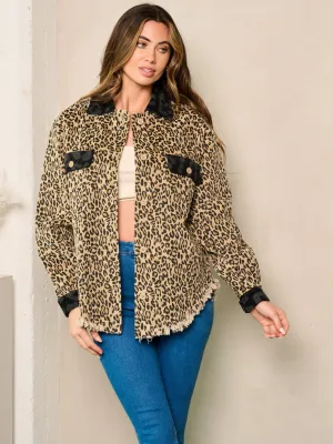 WOMEN'S LONG SLEEVE BUTTON CLOSURE ANIMAL PRINT JACKET