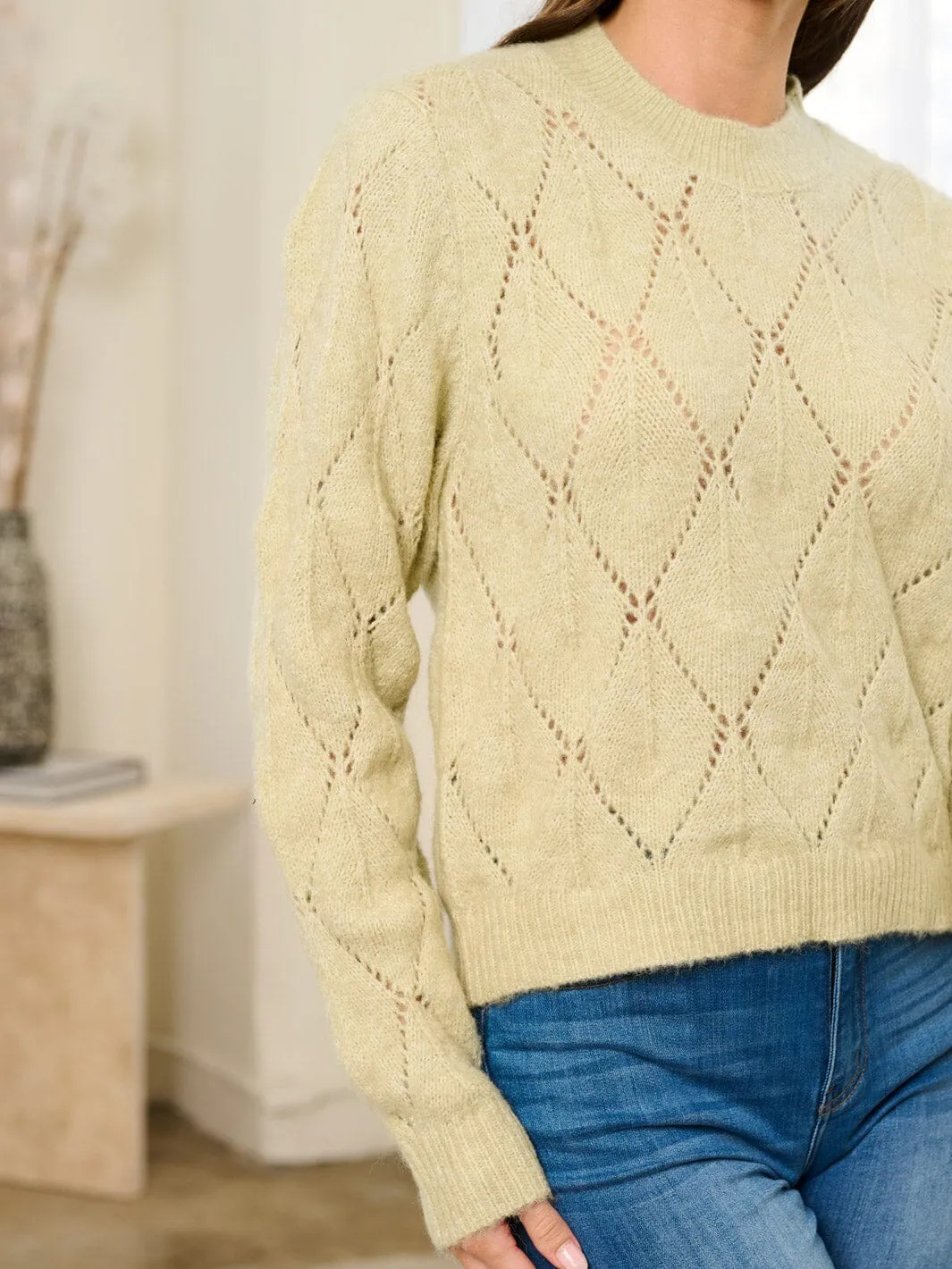 WOMEN'S LONG SLEEVE DETAILED PULLOVER SWEATER