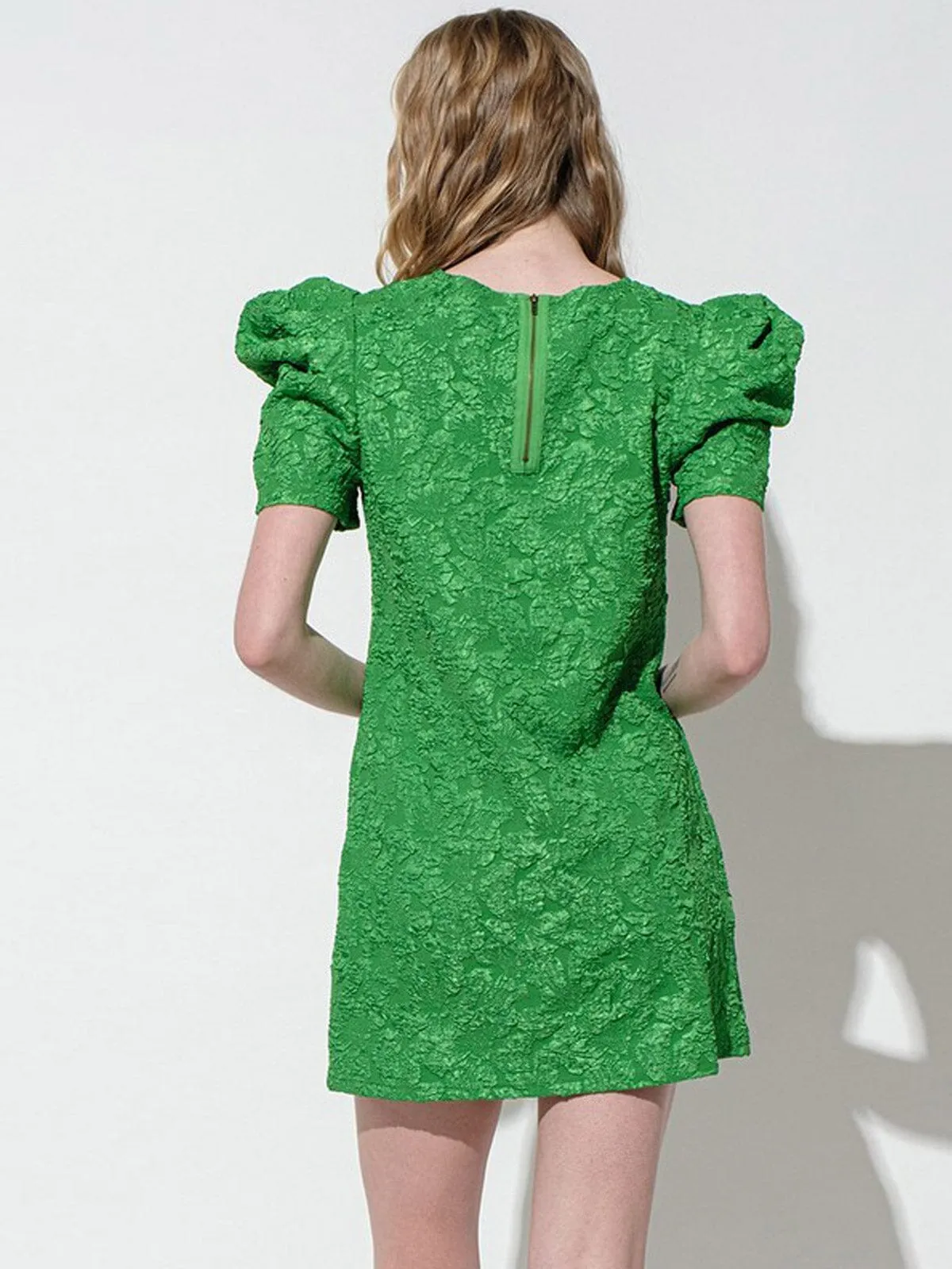 WOMEN'S SHORT PUFF SLEEVE DETAILED TUNIC MINI DRESS