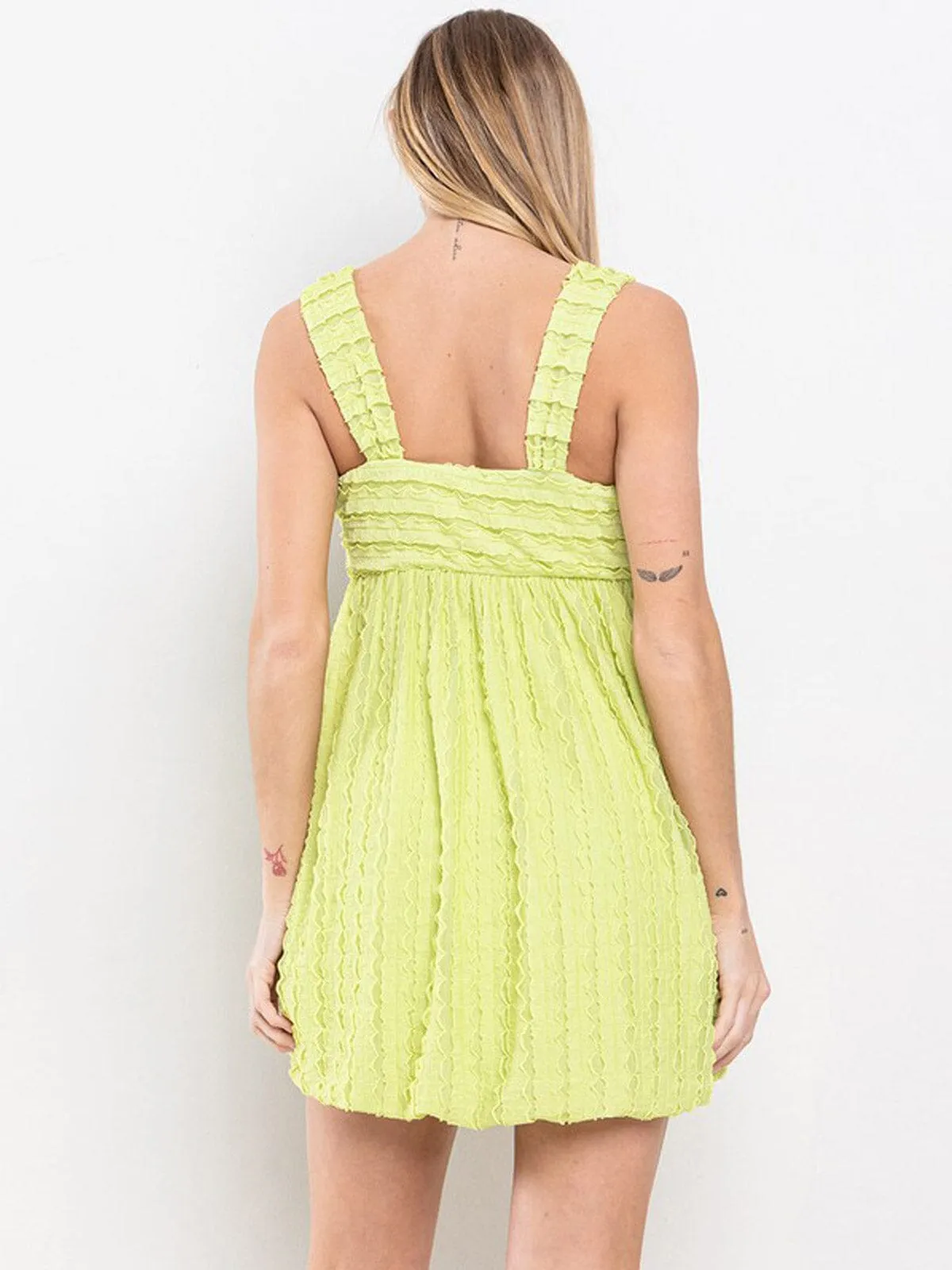 WOMEN'S SLEEVELESS DETAILED BABYDOLL MINI DRESS
