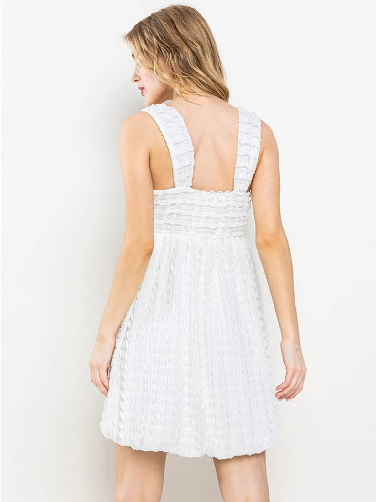 WOMEN'S SLEEVELESS DETAILED BABYDOLL MINI DRESS