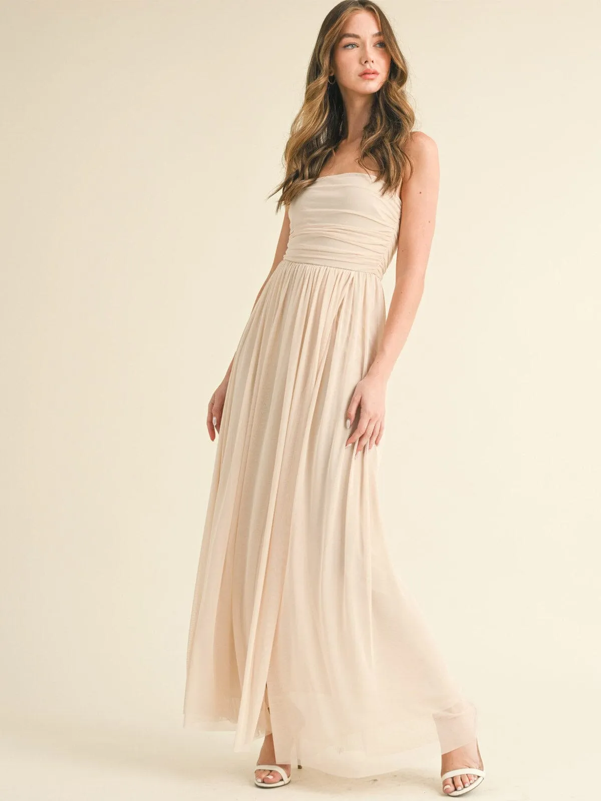 WOMEN'S SLEEVELESS FRONT SLIT TUBE MAXI DRESS