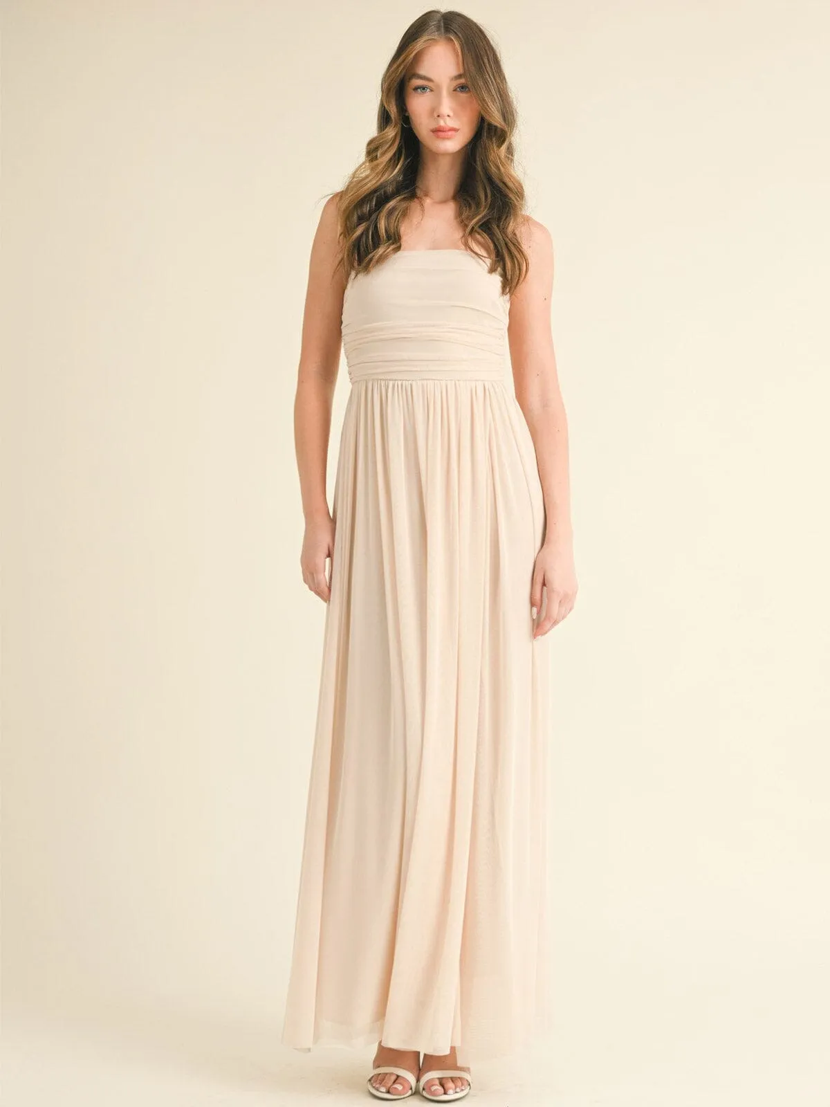 WOMEN'S SLEEVELESS FRONT SLIT TUBE MAXI DRESS