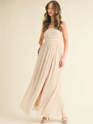 WOMEN'S SLEEVELESS FRONT SLIT TUBE MAXI DRESS